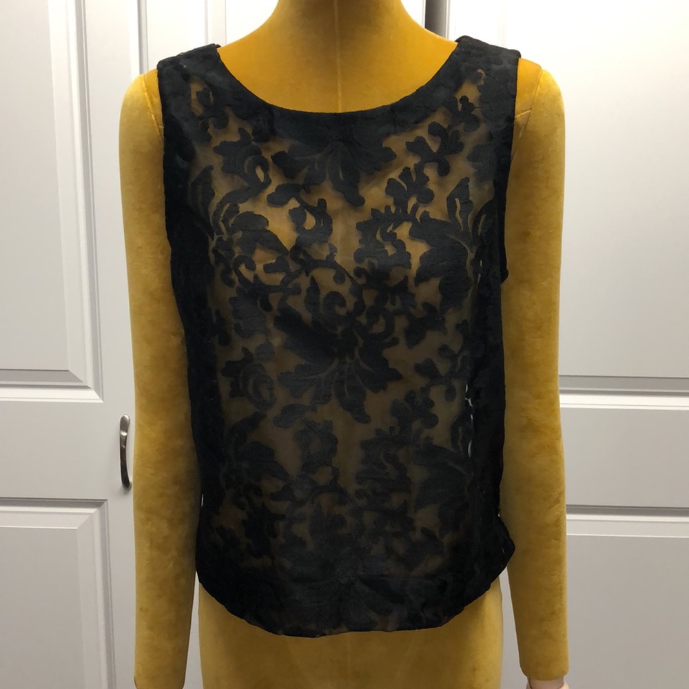 Women’s black lace Banana Republic sheer top